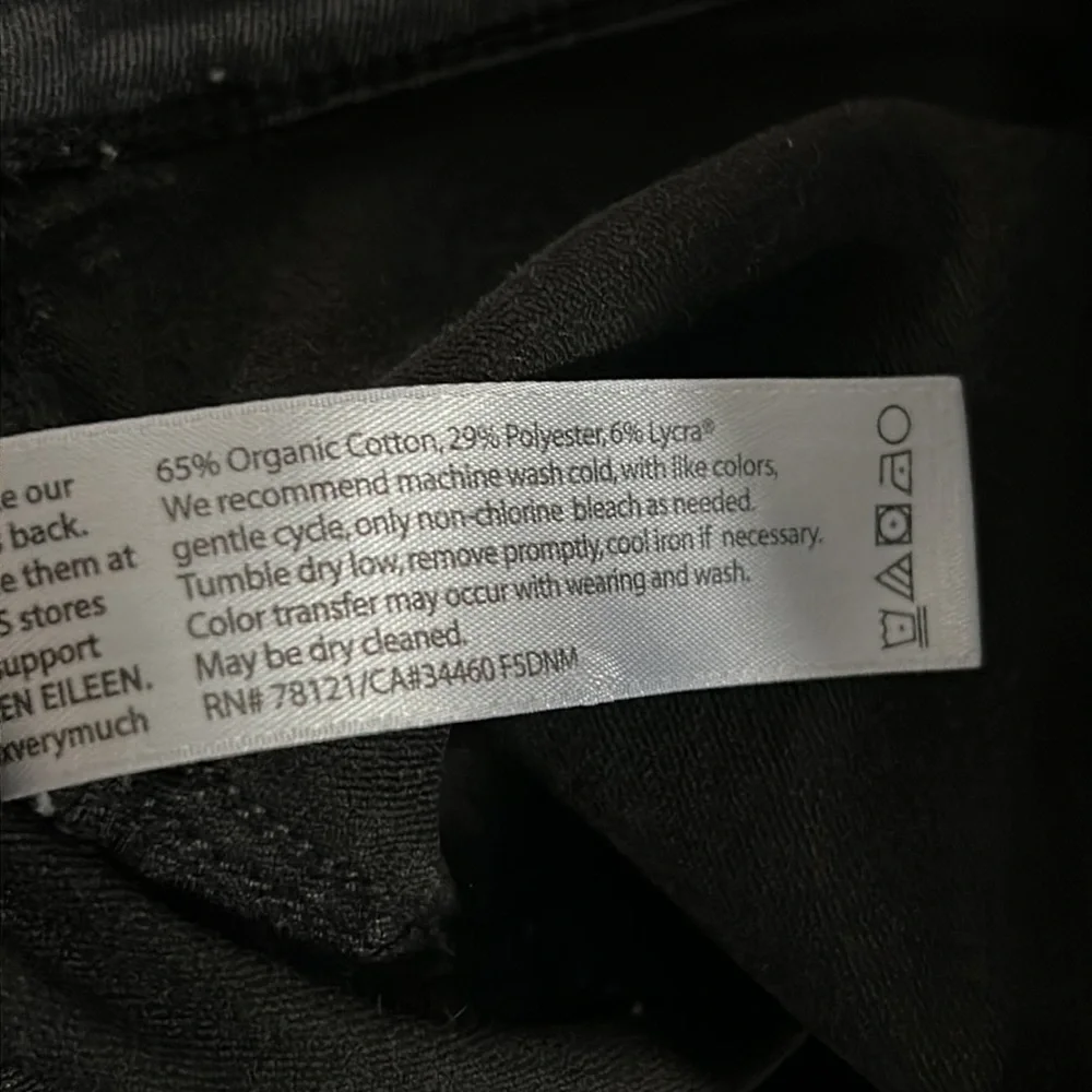 Eileen Fisher size 8 black skinny jeans organic cotton